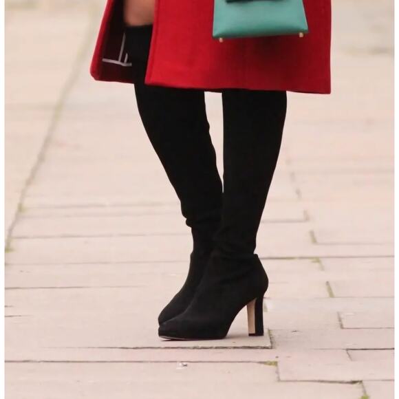 "Stewart Weitzman Ledyland Black Suede Over the Knee Boots, Size 11". MSRP 550 - Picture 3 of 4